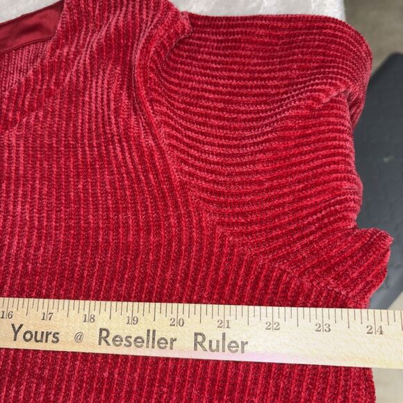 J.Jill Wearever XL Chenille Tunic Pullover Boat Neck Red Side Vents Long Sleeve - Picture 9 of 12